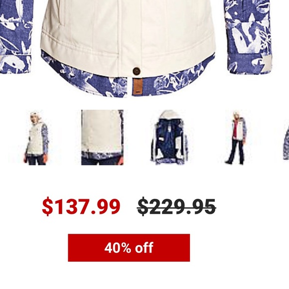 Roxy Women's Ceder Jacket 10k DryFlight Technology Denim Bleached Flowers Ski - Picture 7 of 8